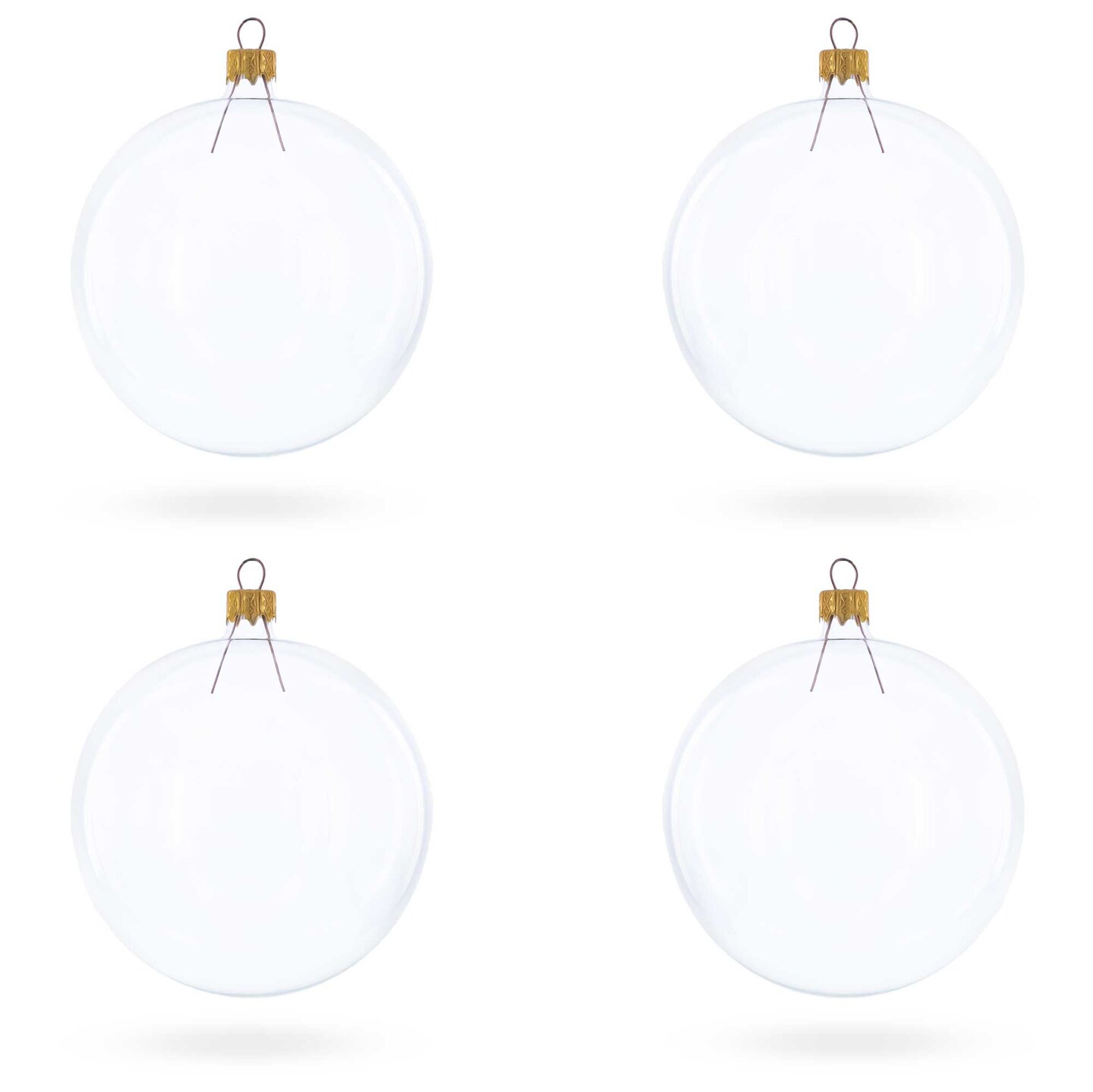 Set of 4 Clear Glass Ball Christmas Ornaments DIY Craft 4 Inches