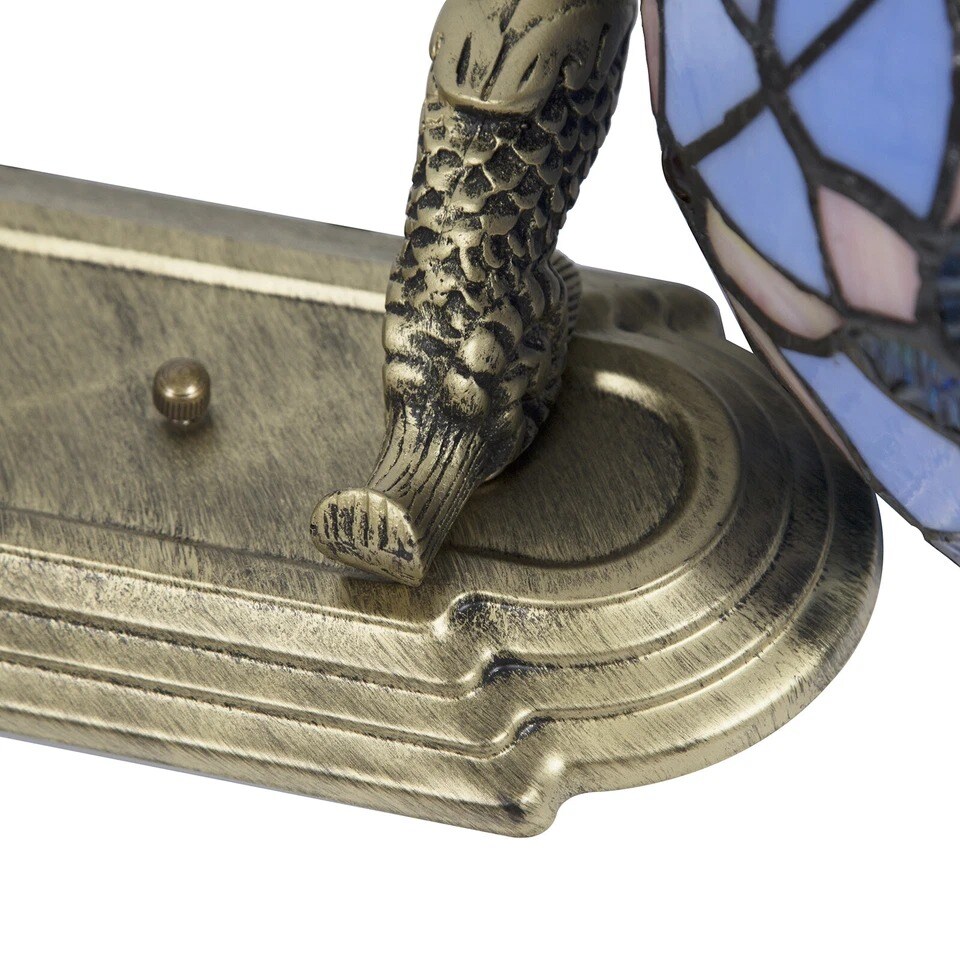2-Light Tiffany Bathroom Vanity Wall Sconce – Blue Stained Glass, Arts & Crafts Style