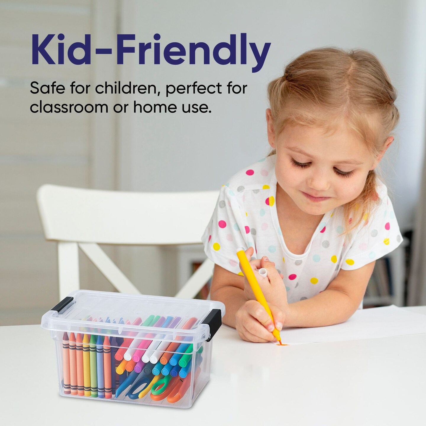 Superio Mini Plastic Crayon Box Storage Container Clear Plastic Bin with Lid Organizing Box 1.05 Qt.