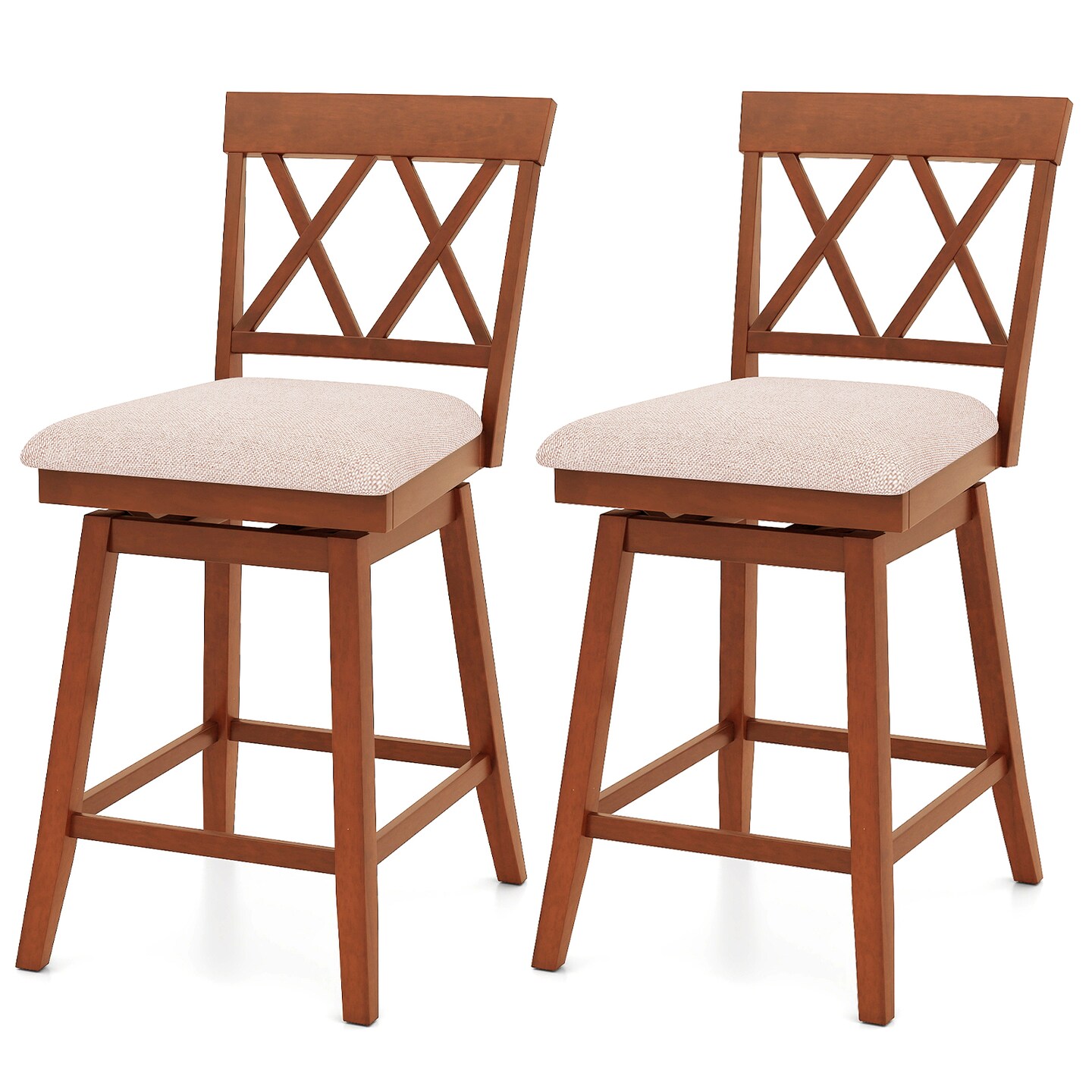 Adjustable Counter Bar-stools with Backrest and Seat Cushion Set of 2