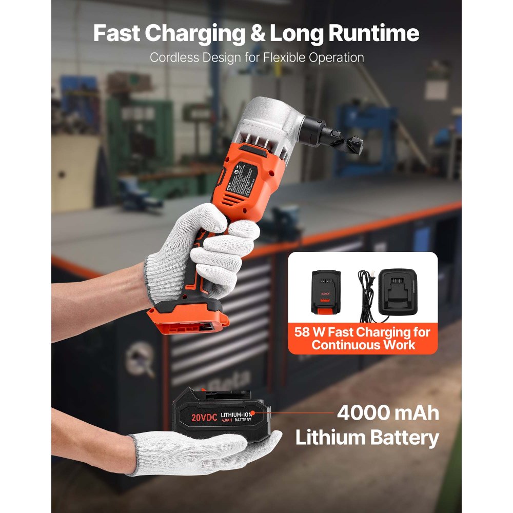 Cordless Metal Cutter Nibbler with 4000mAh Battery and Carrying Case