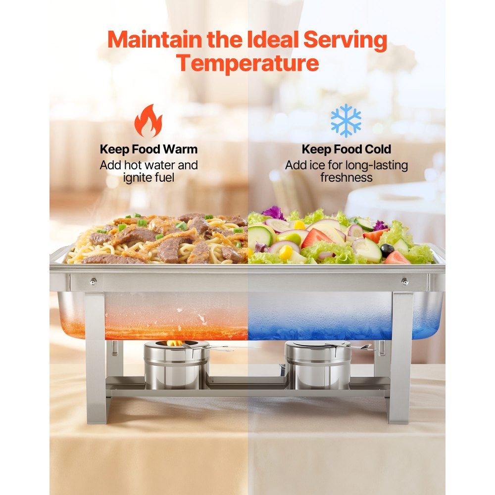 Stainless Steel Rectangle Chafing Dish 9 Qt Food Warmer Set of 4