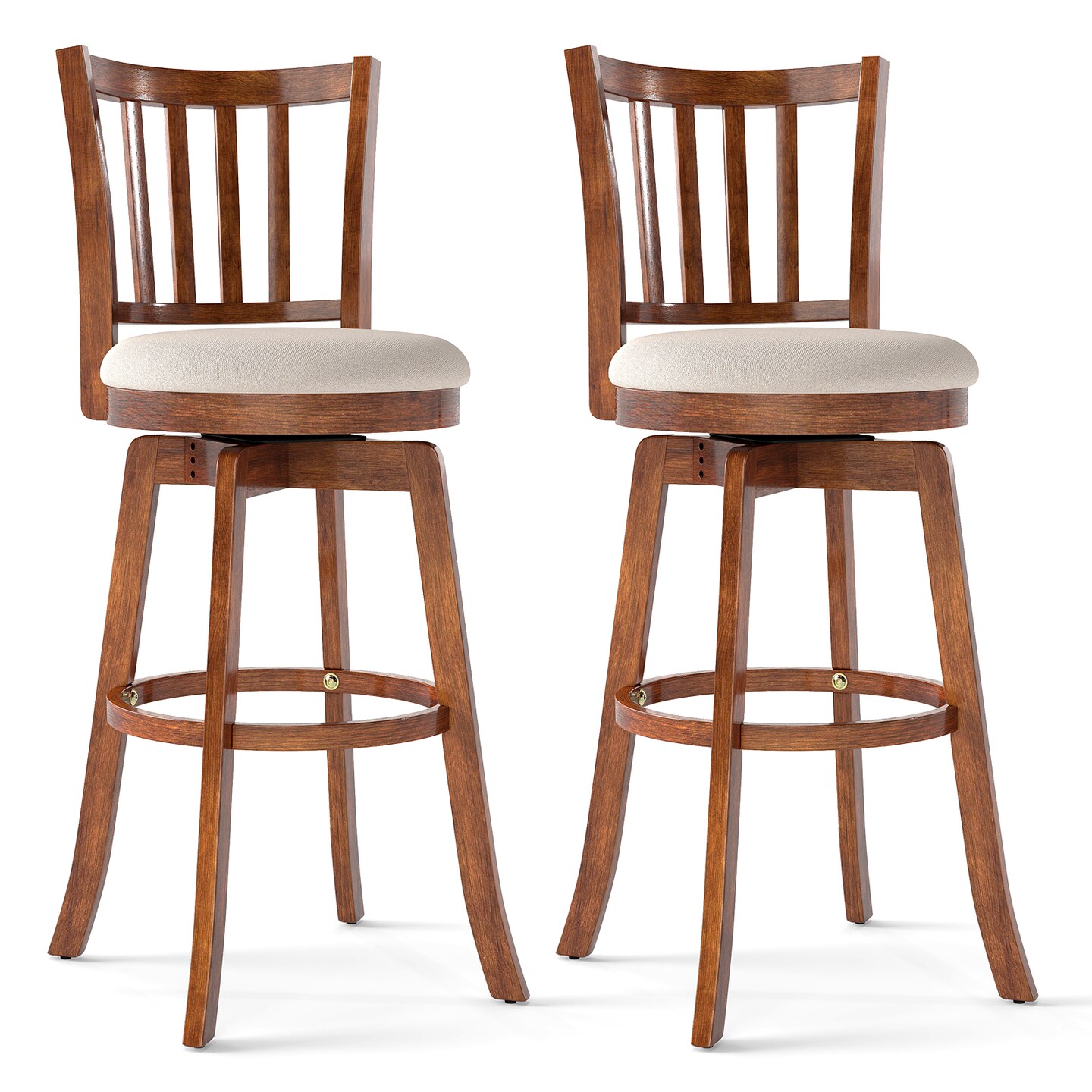 Counter Height Swivel Chairs with Upholstered Seats and Backrest Set of 2
