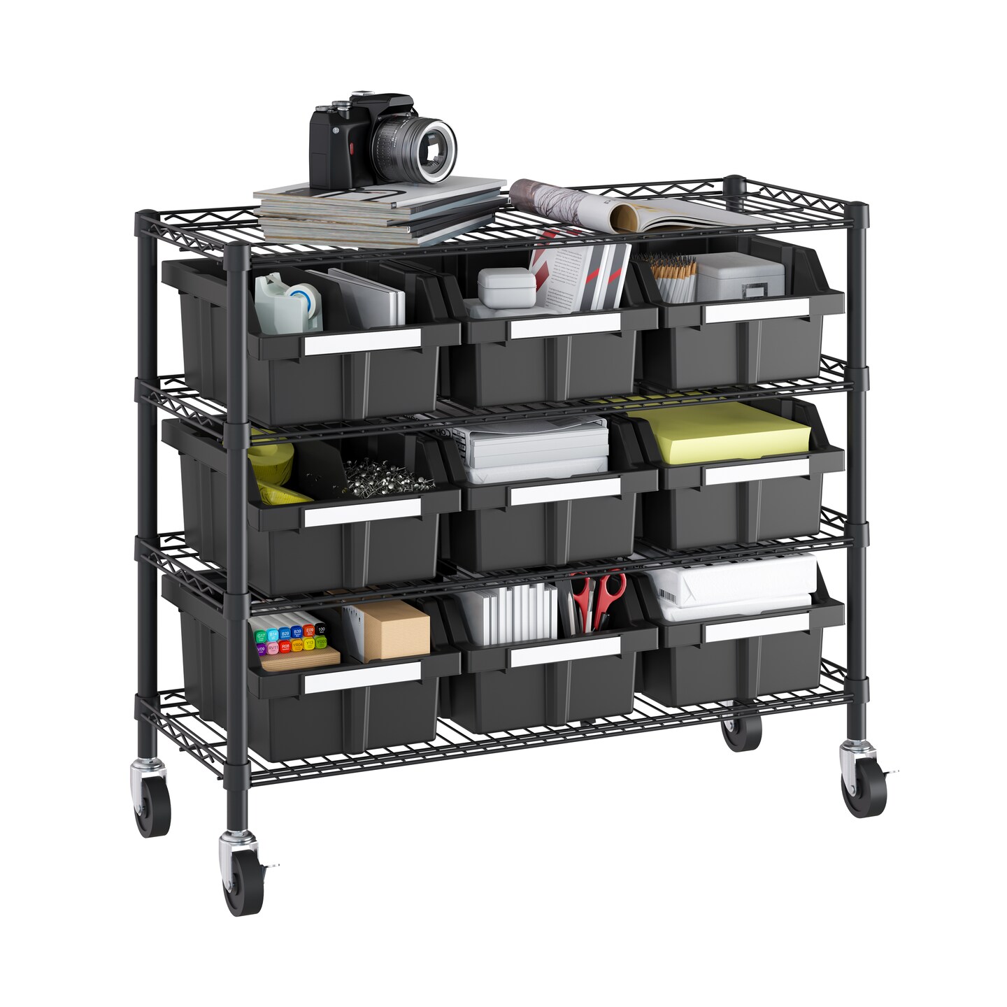 Seville Classics 4-Tier NSF 9-Bin Rack, 36" W x 14" D x 31" H