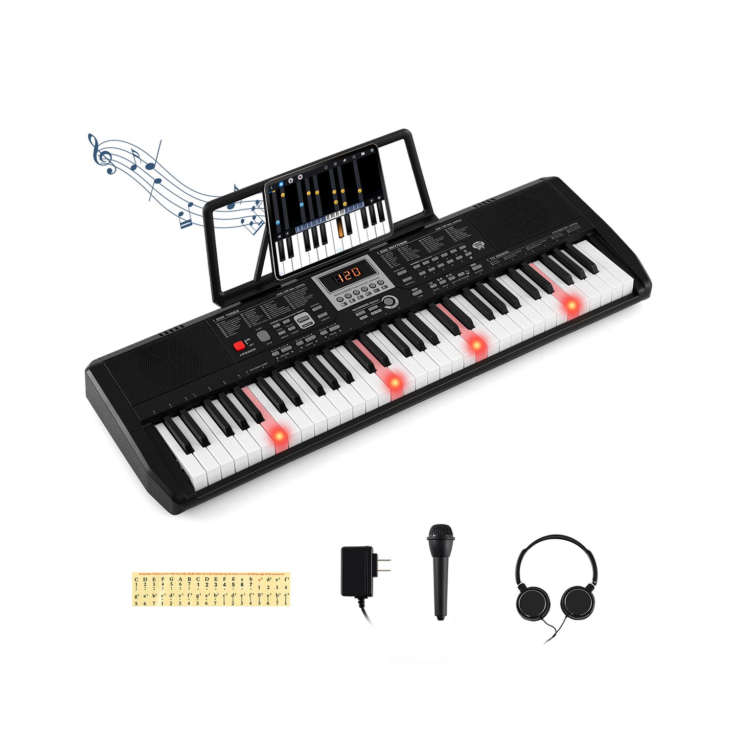 Beginner 61-Key Electric Piano Keyboard Kit with 200 Rhythms and Tones