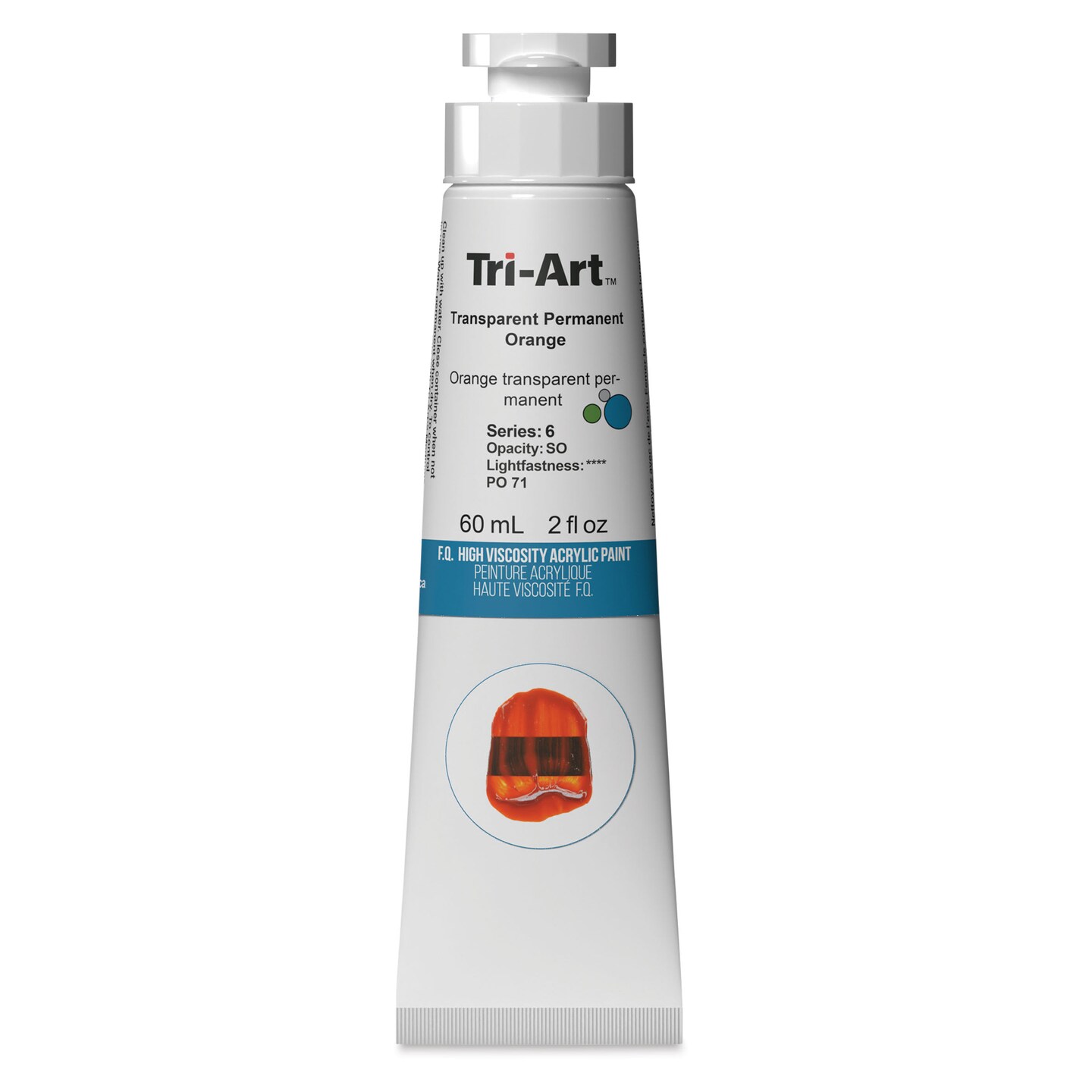 Tri-Art High Viscosity Artist Acrylic - Transparent Permanent Orange, 60 ml tube