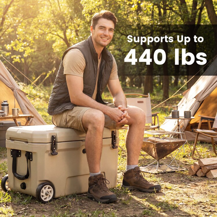 Hard-Sided 52QT Portable Cooler with Wheels and Extended Ice Life