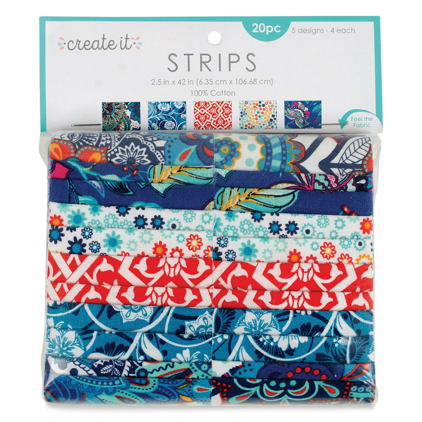 Create It Fabric Strips - Pkg of 20, Moroccan Designs, 2.5" x 42"
