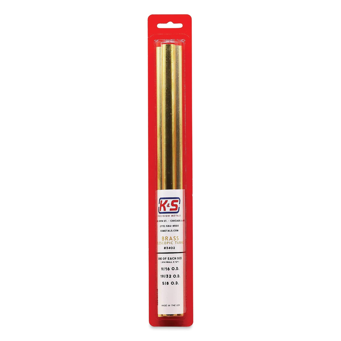 K&S Telescopic Tubing - Brass, Large Telescoping Tubing Assortment, Pkg of 3, 12"