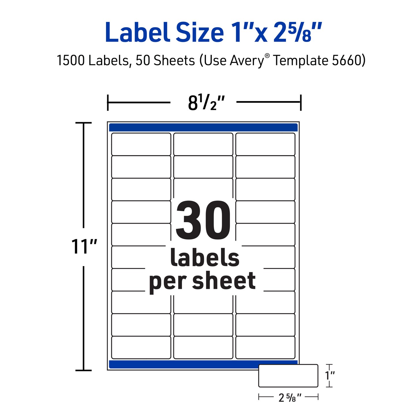Avery Printable Address Labels with Sure Feed Technology, 1" x 2-5/8", Matte Clear, Compatible with Laser Printers, 1,500 Blank Labels Total (5660)