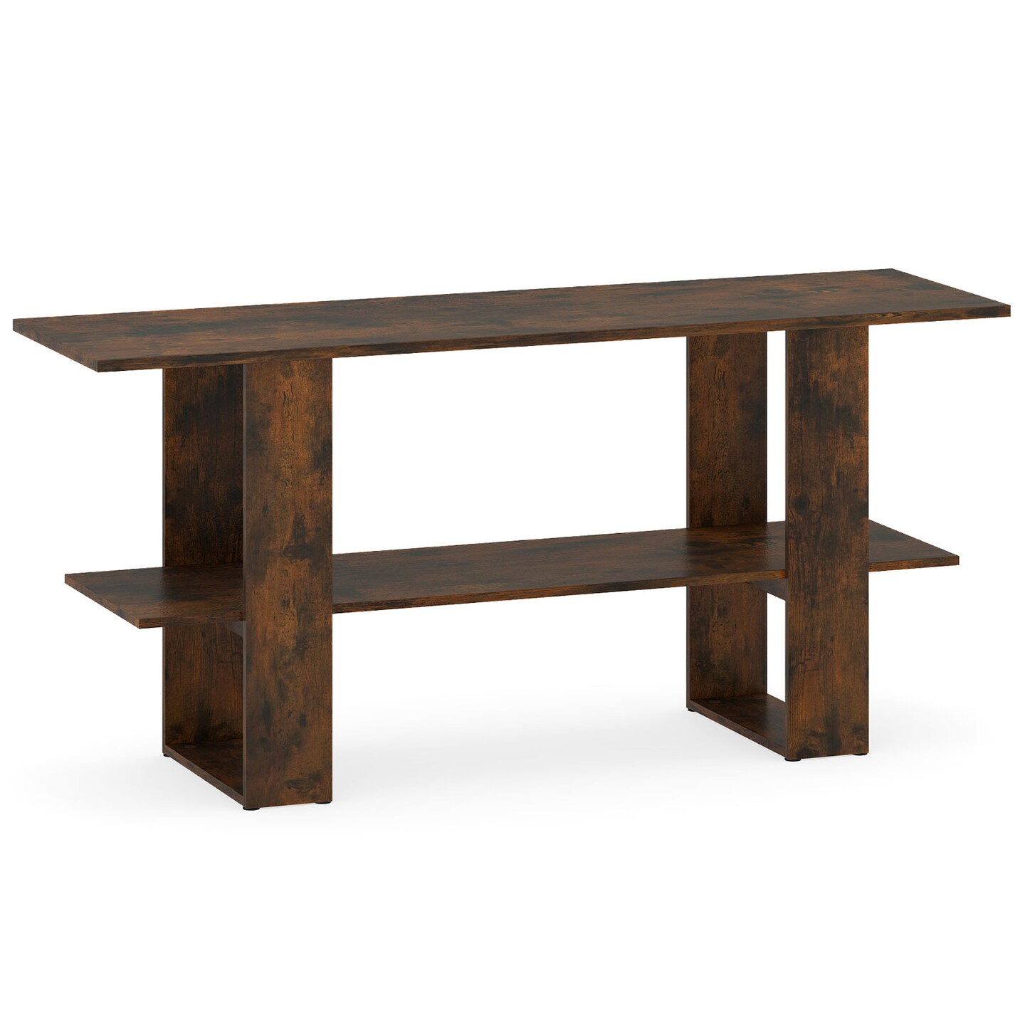 2-Tier TV Stand for TVs up to 55" with Open Shelf and Storage Console Table