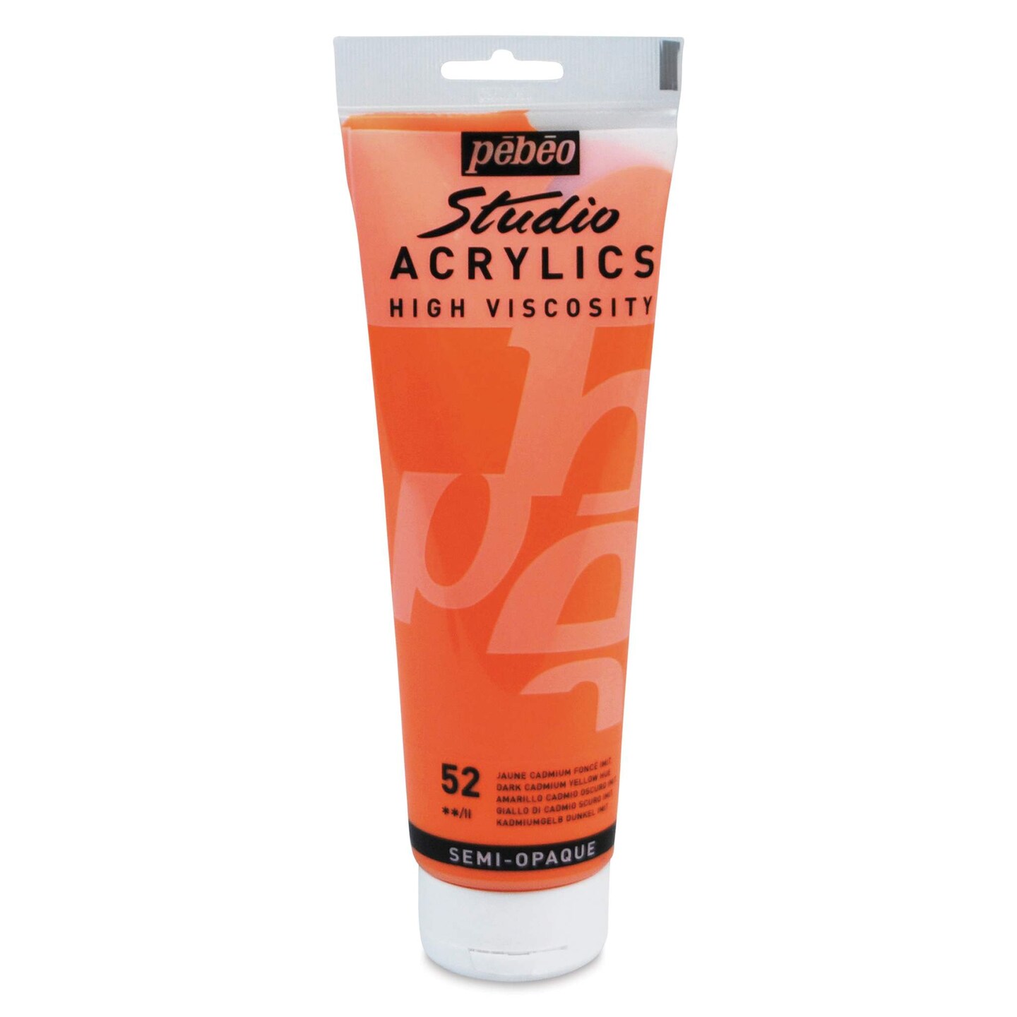 Pebeo High Viscosity Acrylics - Dark Cadmium Yellow Hue, 250 ml, Tube