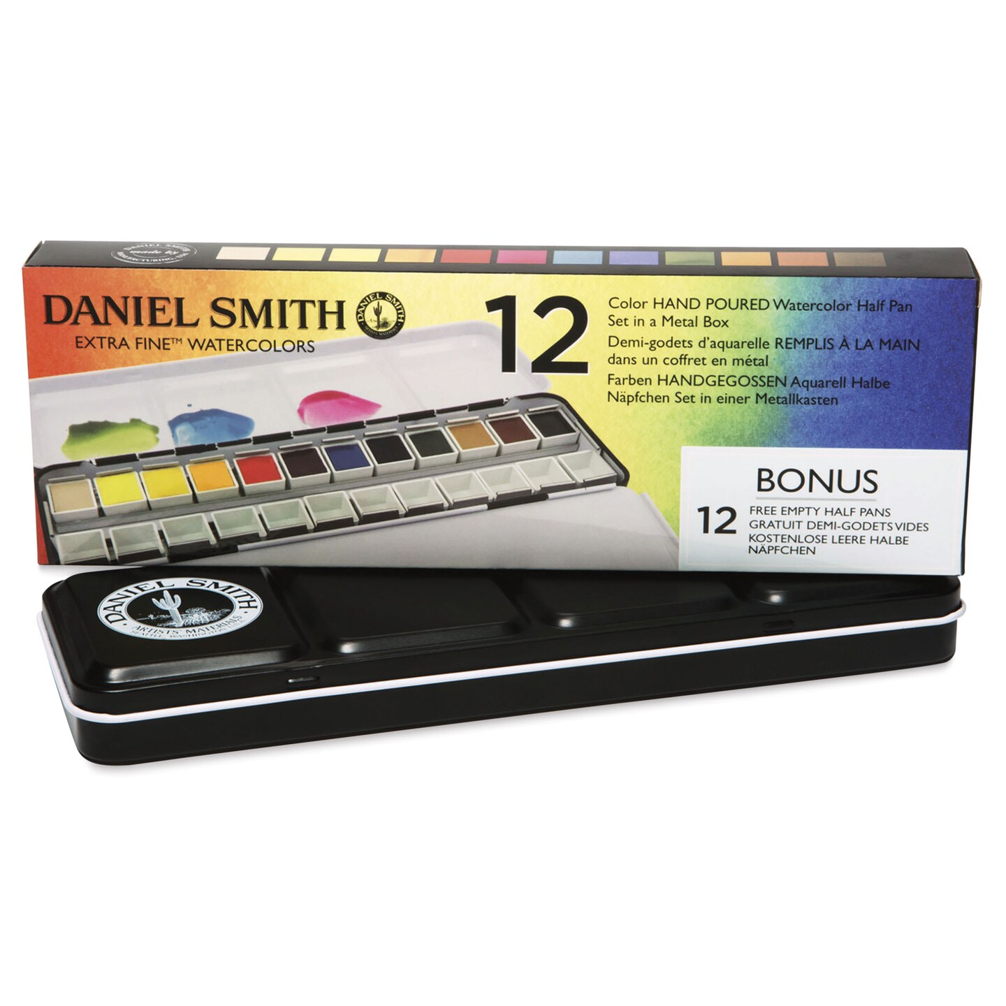 Daniel Smith Watercolor Half Pan - Set of 12, Metal Box, Assorted