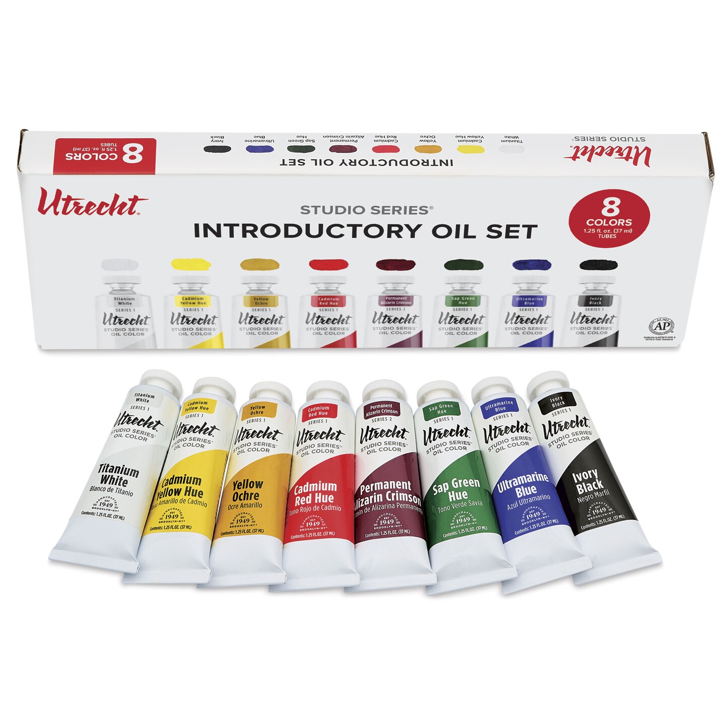 Utrecht Studio Series Oil Paints - Set of 8, Introductory Colors, 37 ml