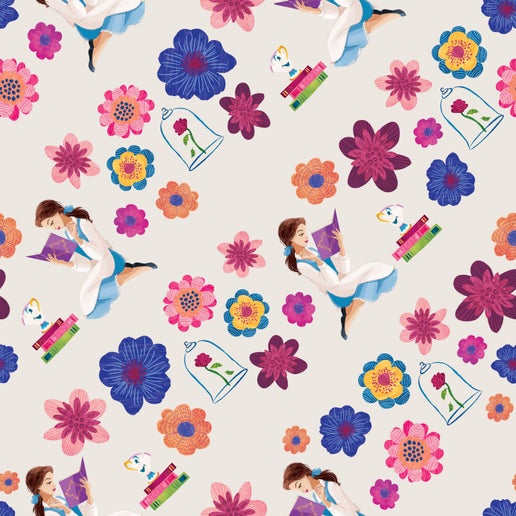 Licensed Disney Prints Disney's Belle Stripes Cotton Fabric by the Yard