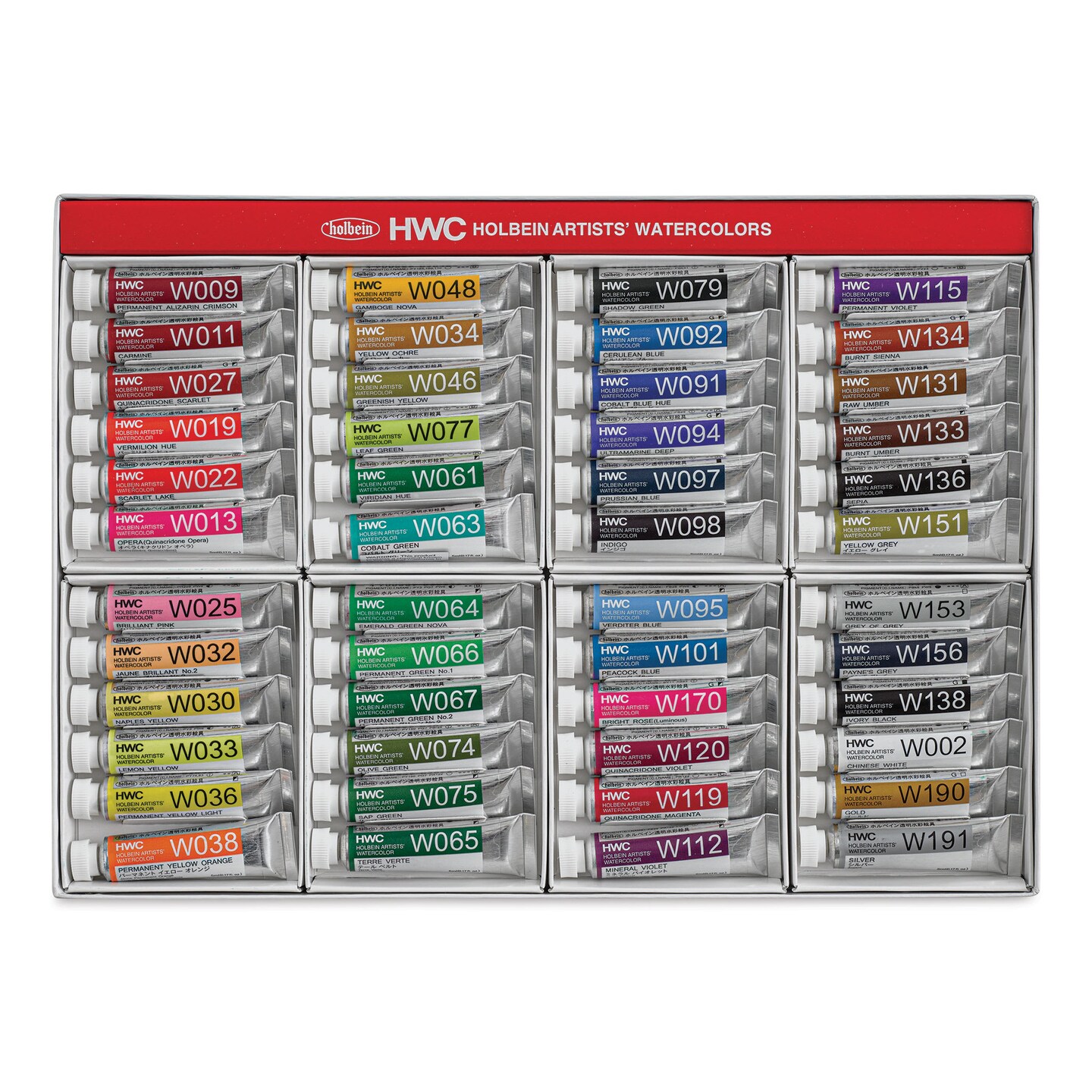 Holbein Artists' Watercolors - Set of 48, Assorted Colors, 5 ml Tubes