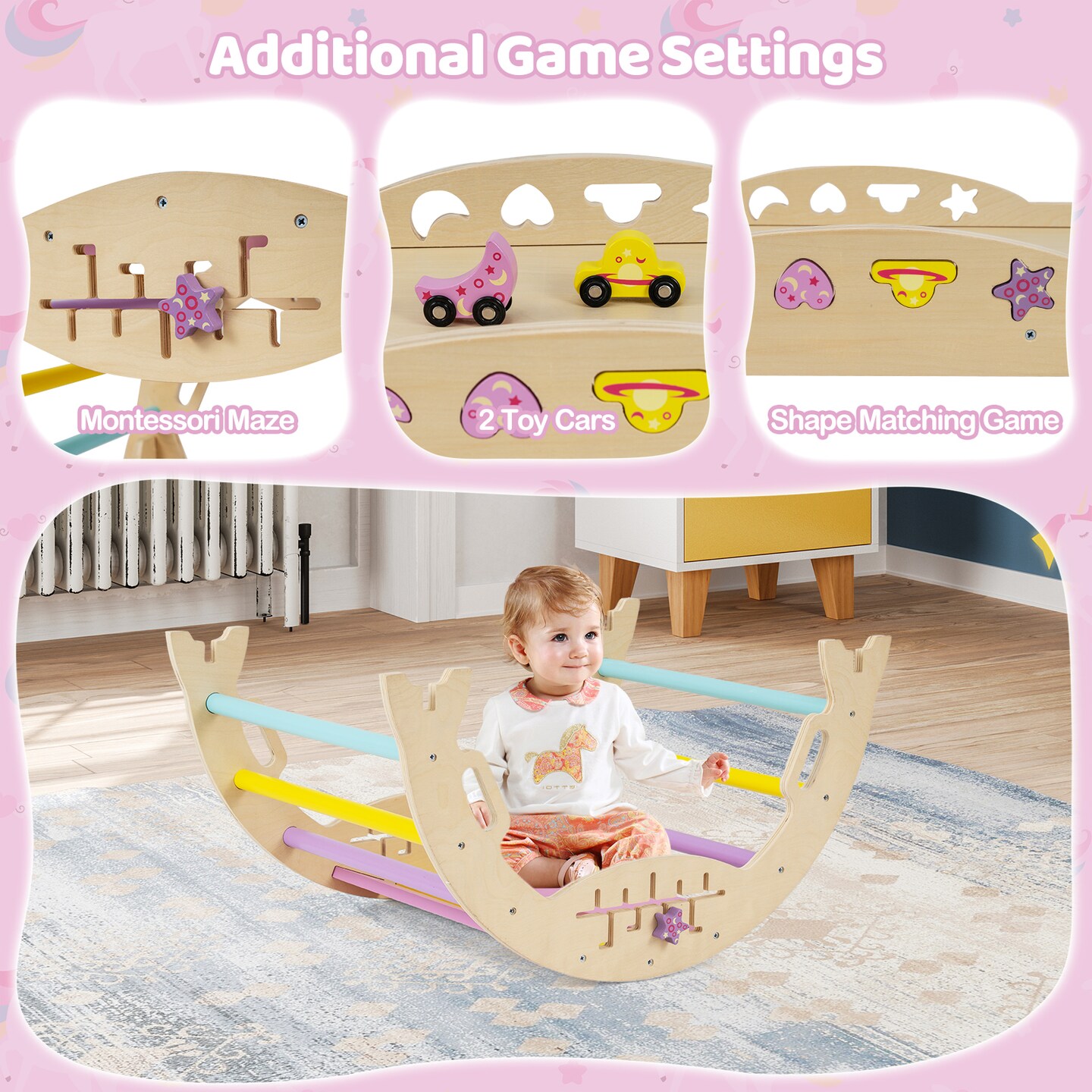 8-in-1 Foldable kids Climbing Toy Triangle Set – Astronaut and Unicorn