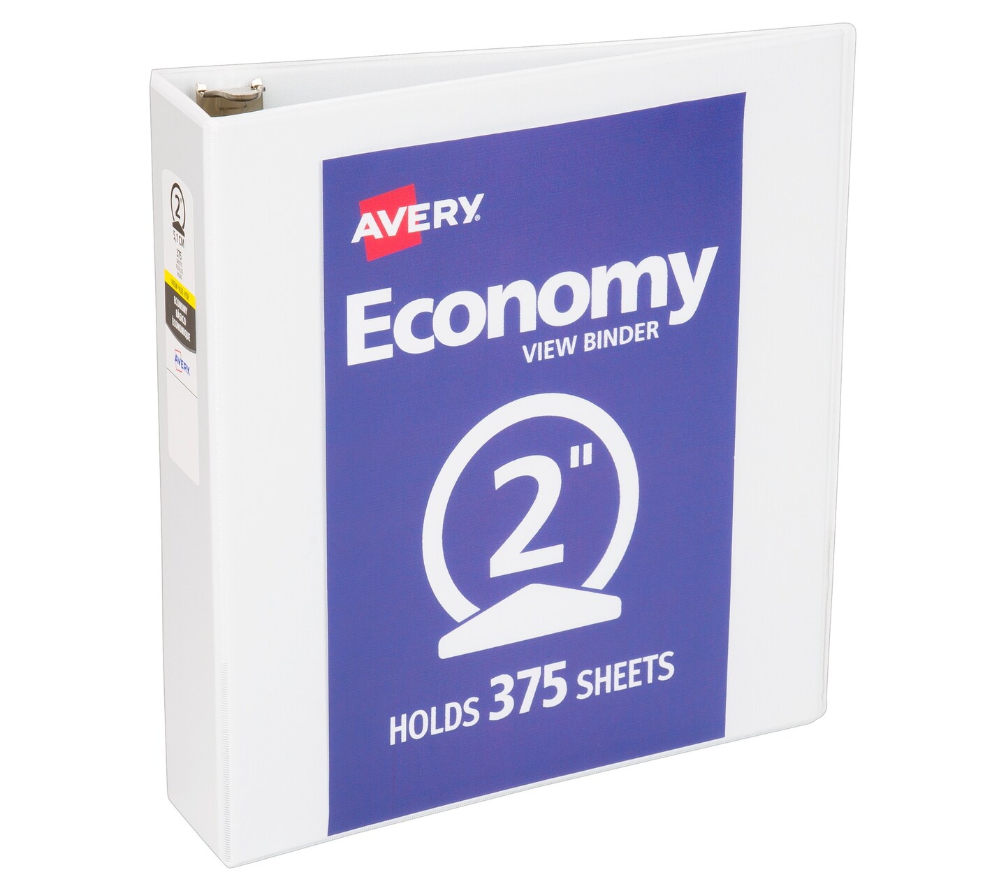 Avery Standard View 3 Ring Binder, 2" Round Rings, 375-Sheet Capacity, 2.8 Inch Wide Spine, 1 White Binder, Ideal for Lightweight Organization and Occasional Referencing (05780)