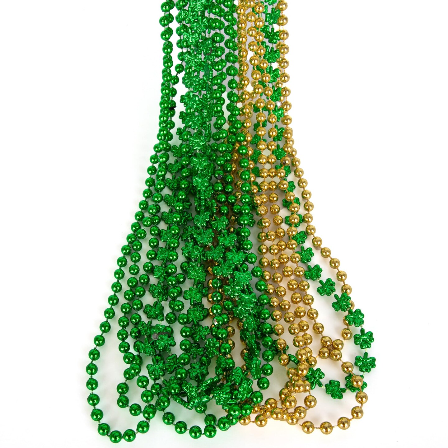 St Patrick’s Day Beads Necklaces - Set of 12 33' Necklaces - St Patricks Day Accessories - Shamrock Green Day Beaded Necklace for Mardi Gras Decor, Irish Throw Costume Party