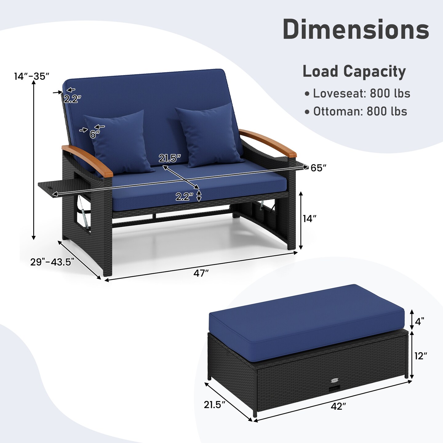 Wicker Outdoor Daybed with Folding Privacy Panels and Storage Ottoman