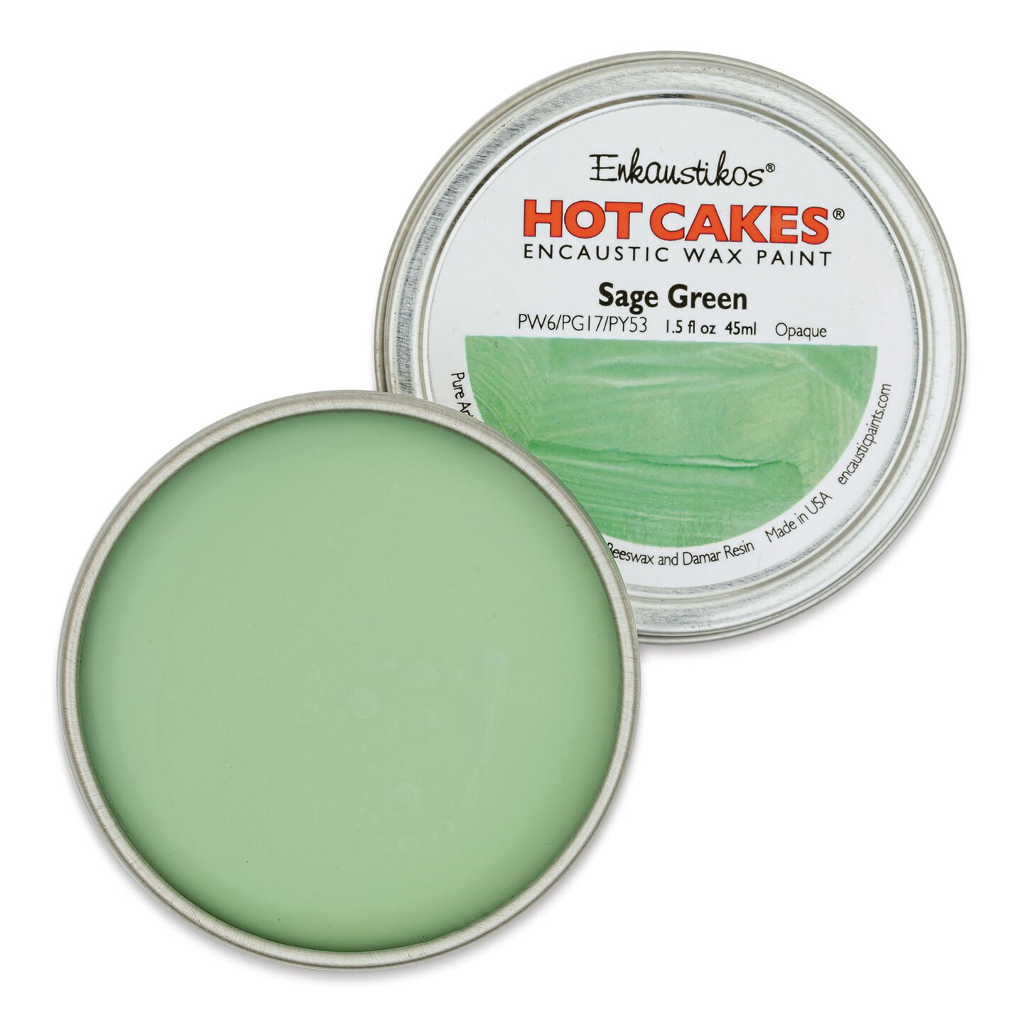 Enkaustikos Hot Cakes Encaustic Paint - Sage Green, 45 ml tin