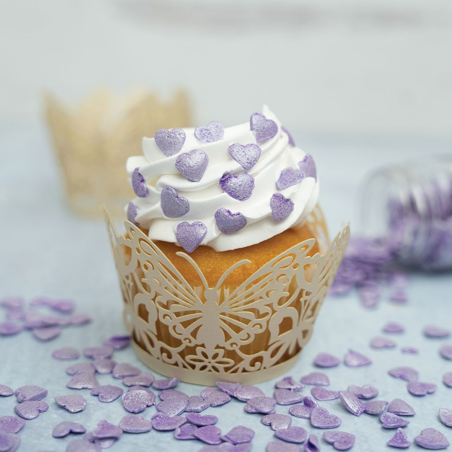 Krazy Sprinkles - Purple Pearl Hearts (1/2 Cup, 1x Jar) for Cakes, Ice Cream &#x26; Cookies