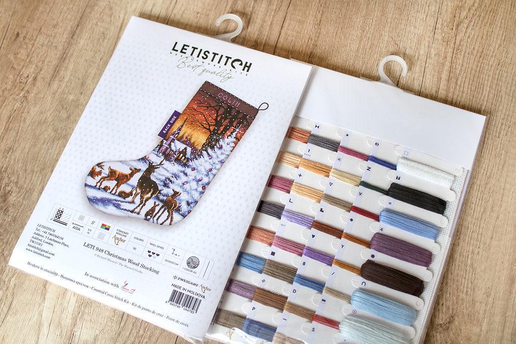 Christmas Wood Stocking LETI948 Counted Cross Stitch Kit