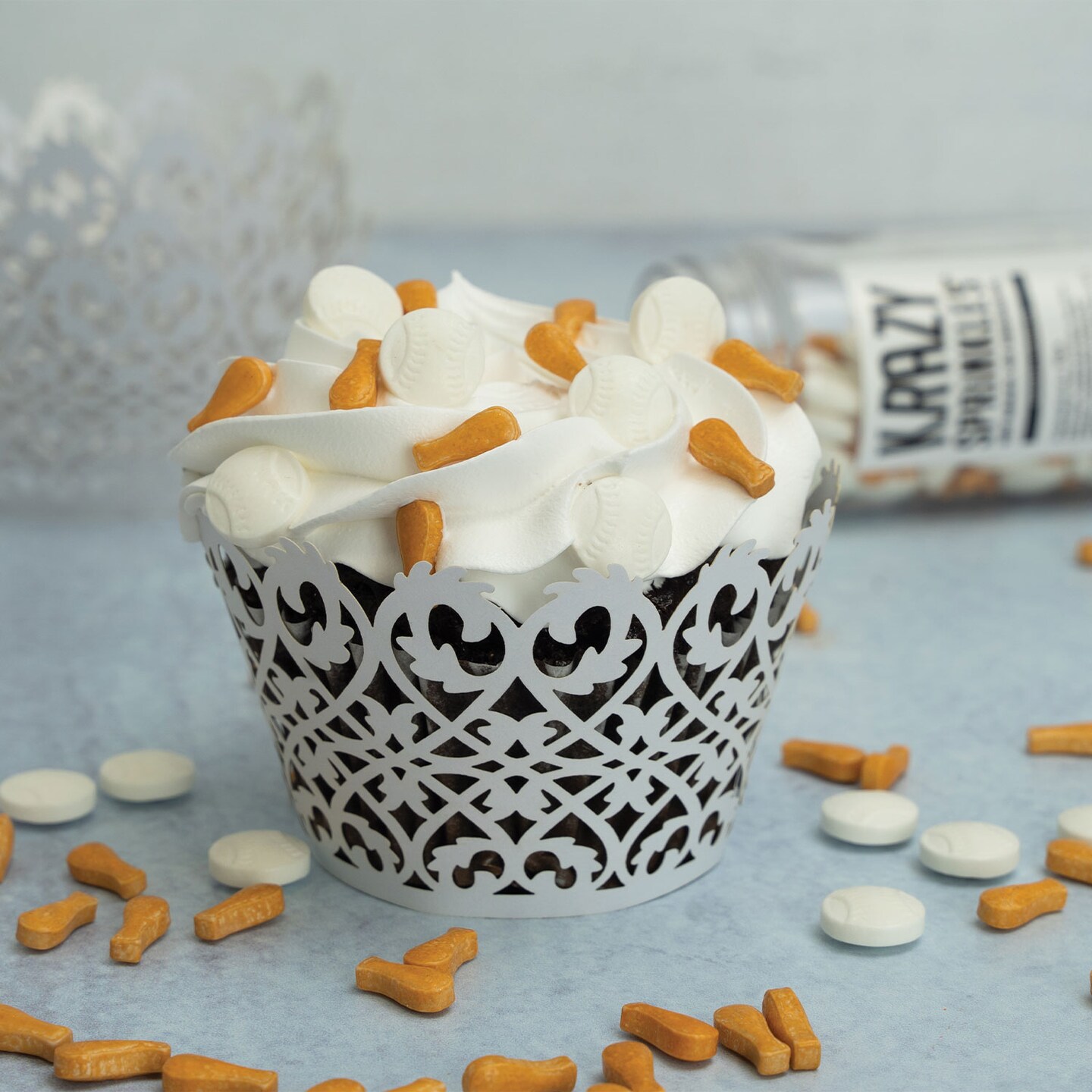 Krazy Sprinkles - Baseball Shapes (1/2 Cup, 1x Jar) for Cakes, Ice Cream &#x26; Cookies