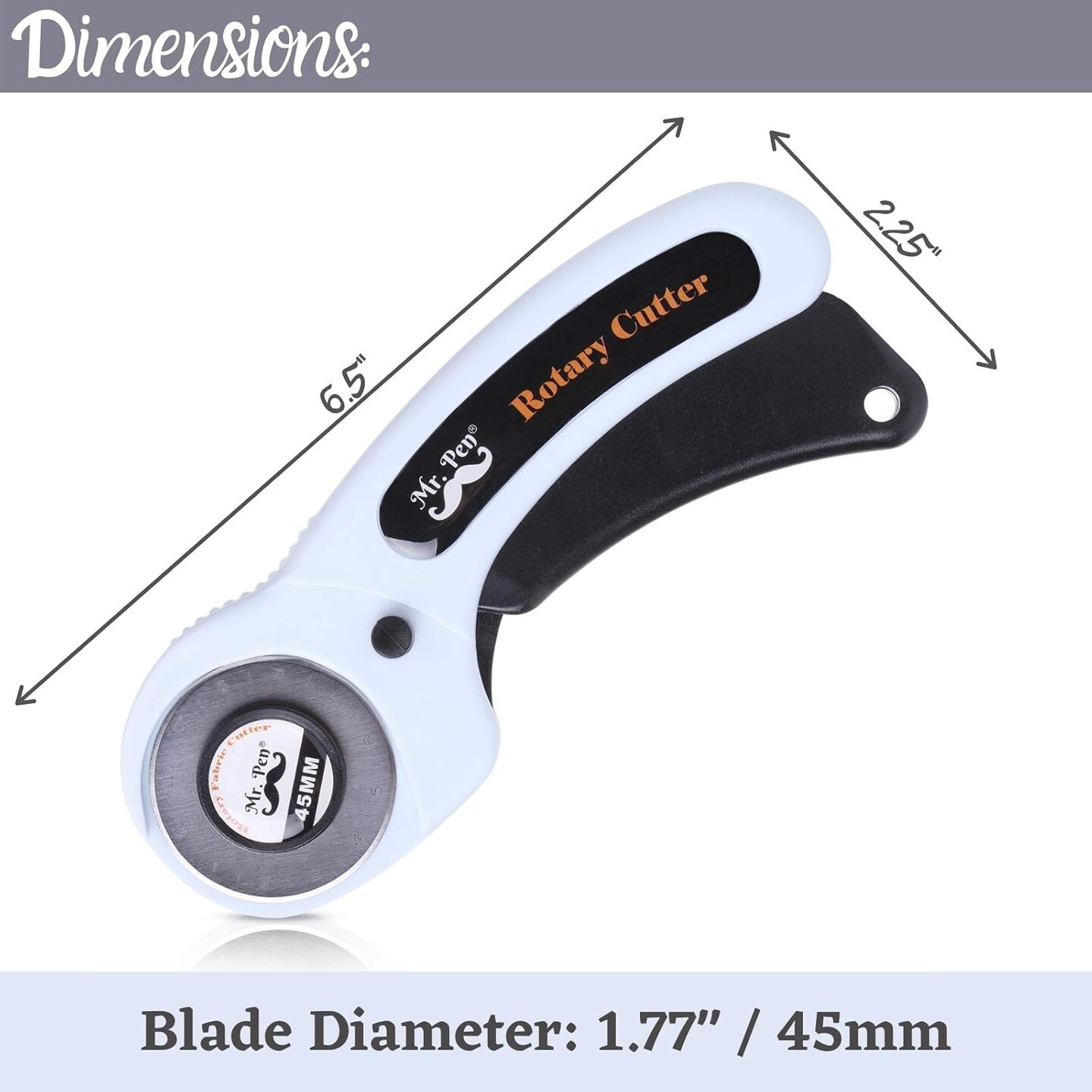 45mm Rotary Cutter with 1 Extra Blade, Ergonomic Handle, Rotary Cutter for Fabric, Fabric Cutter, Fabric Cutter Wheel, Fabric Rotary Cutter, Rotary Cutting Tool, Rotary Fabric Cutter