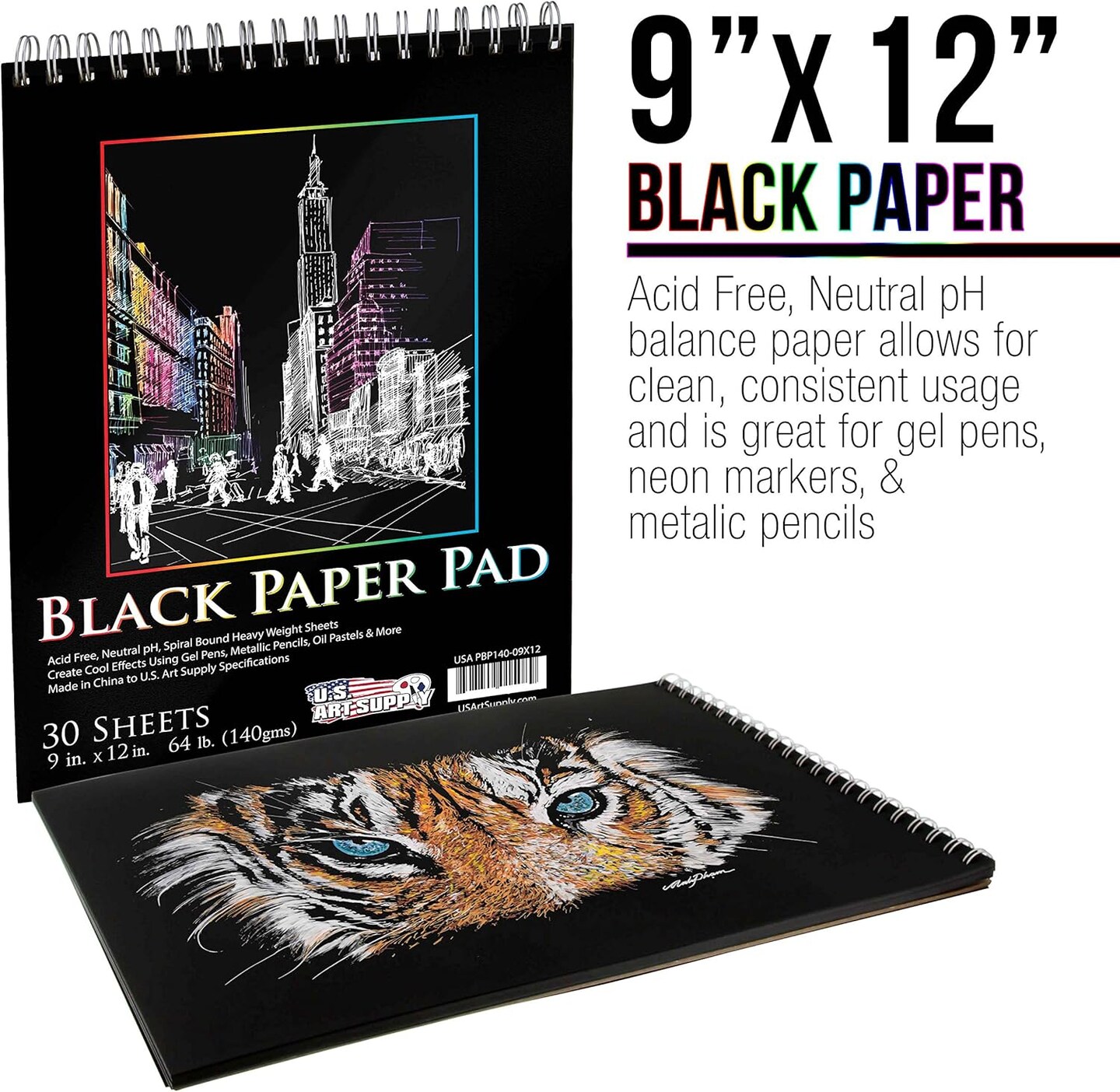 9&#x22; x 12&#x22; Premium Black Heavyweight Paper Sketch Pad