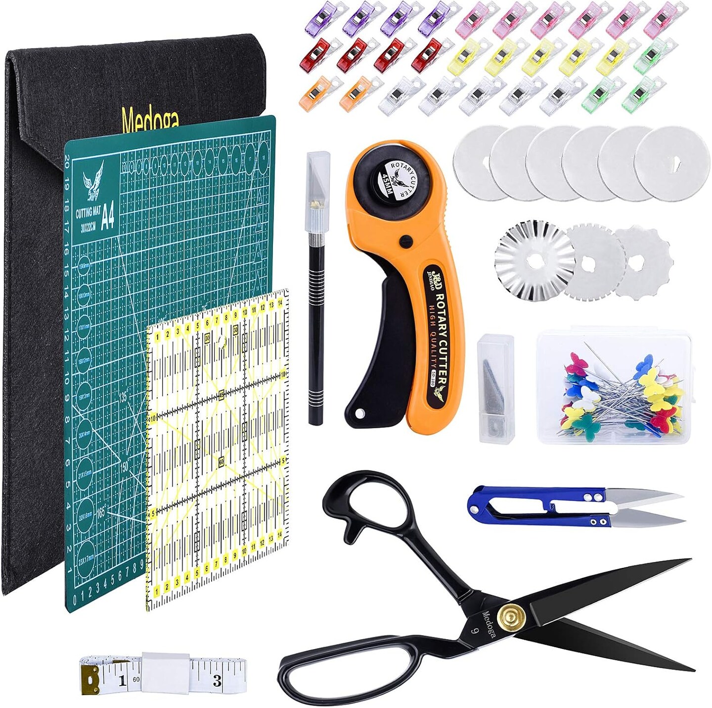 104Pcs Rotary Cutters, Rotary Cutter Set with Cutting Mat, Patchwork Ruler, Carving Knife, Rotary Cutter Kit for Sewing and Quilting