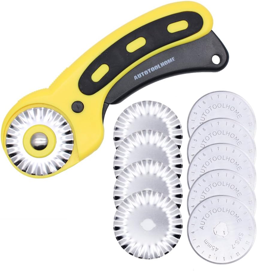 45mm Wavy Rotary Cutter 10pc Pinking Circular Refill Blades Fabric Paper Cutters Cutting Knife Patchwork Leather Sewing Tool