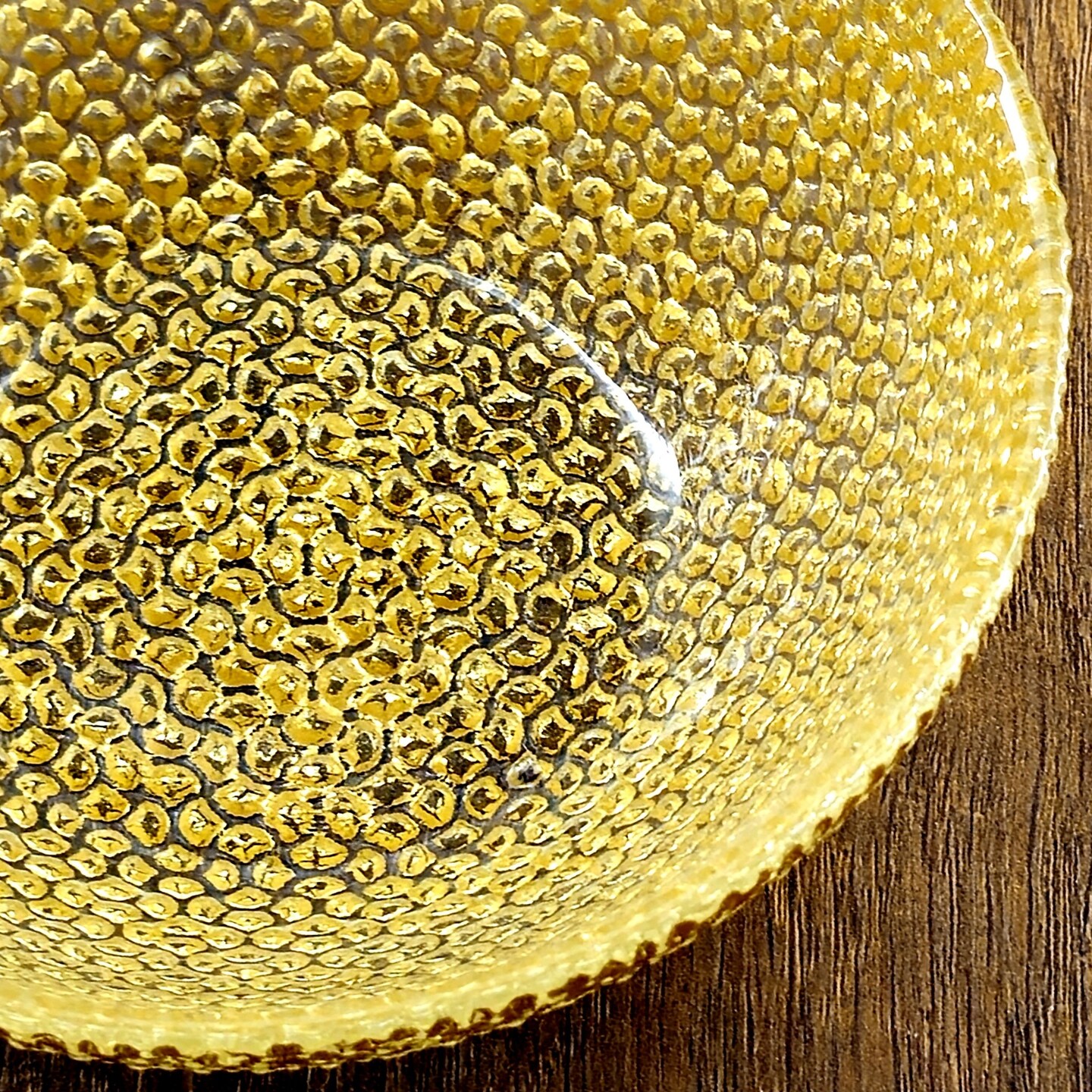 Handmade Shimmering Glass Bowl Textured Gilded Decorative Accent