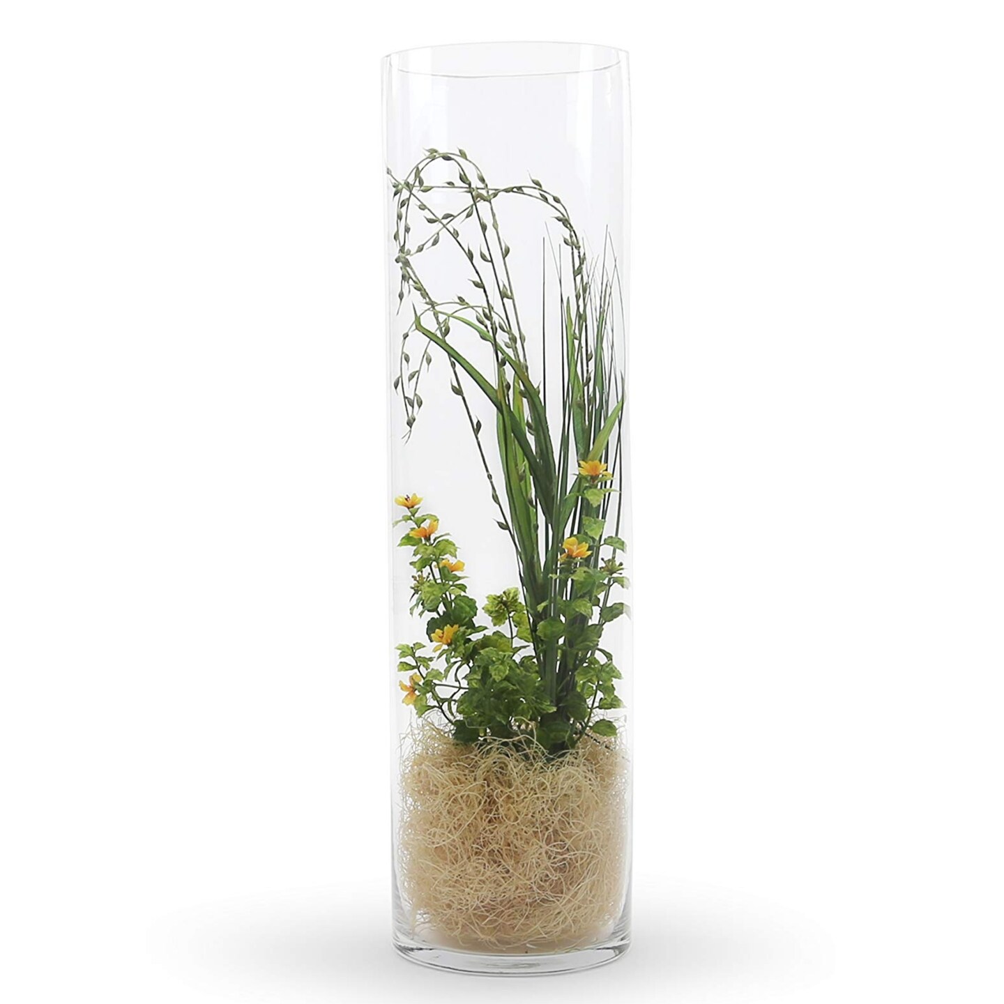 Crystal Clear Slim Glass Cylinder Vase Modern Table Centerpiece