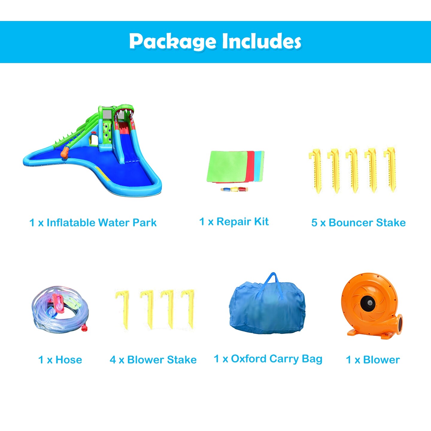 Inflatable Crocodile Bounce House Water Slide and Climbing Wall Included