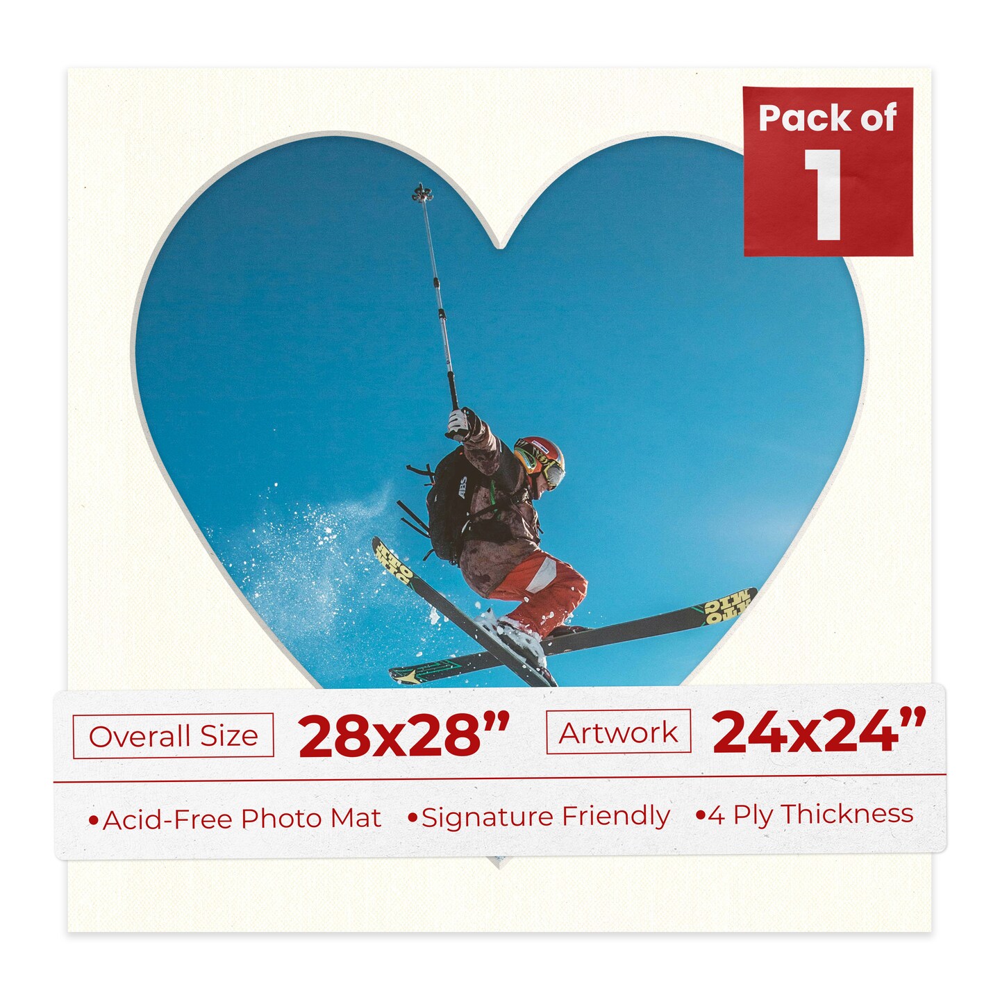 Beige Canvas Mat Board for 28x28 Frames - Heart Opening for 24x24 ...