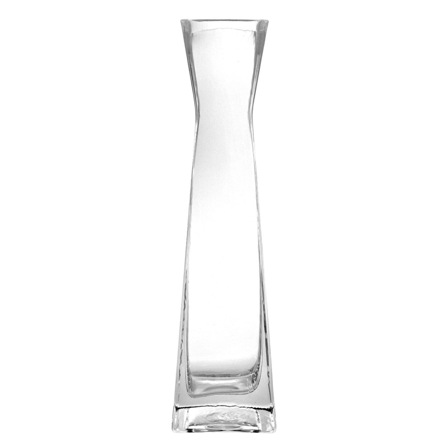 Clear Glass Square Vase 12-Inch-Tall Modern Table Centerpiece