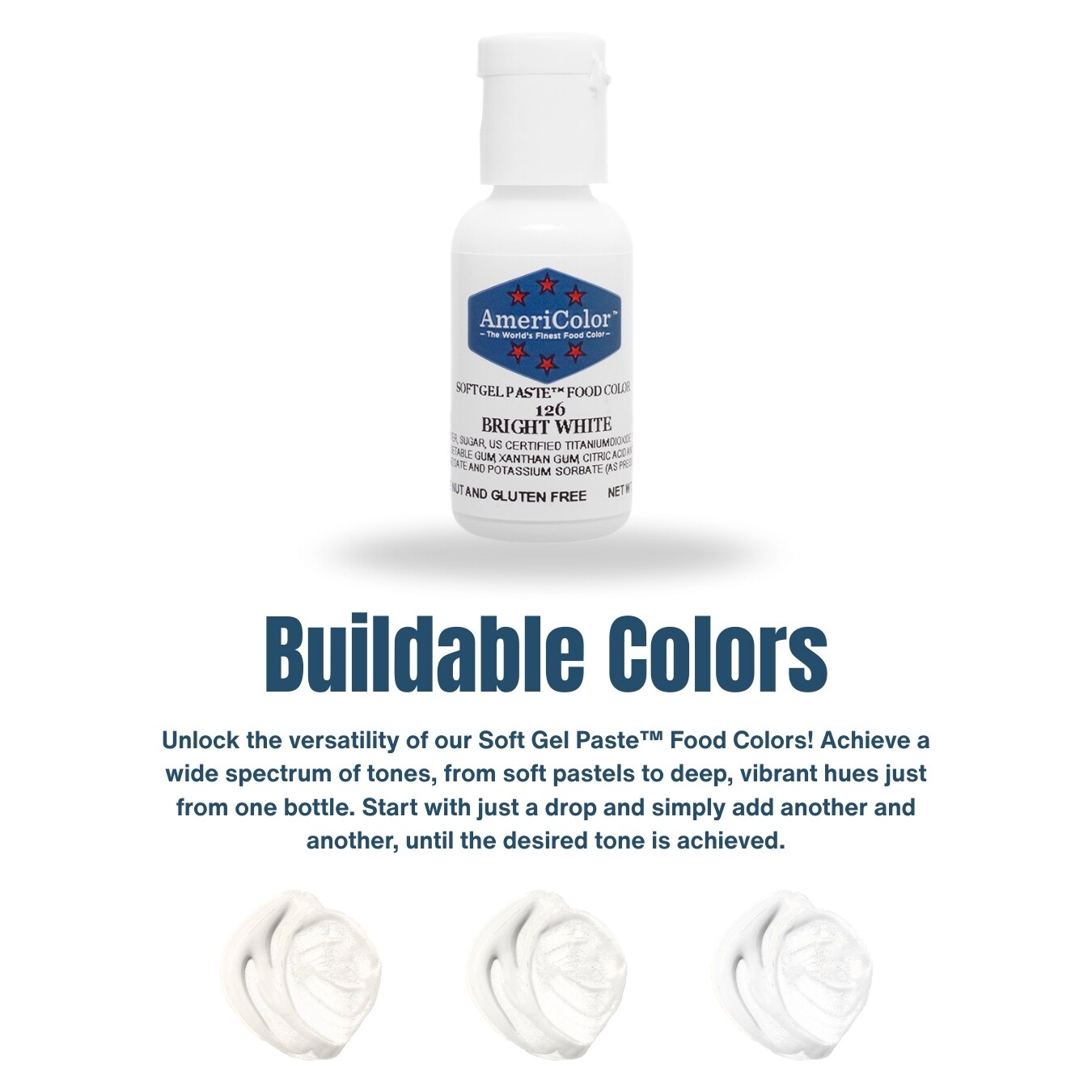 AmeriColor, Bright White, .75 Ounce, Soft Gel Paste Food Color