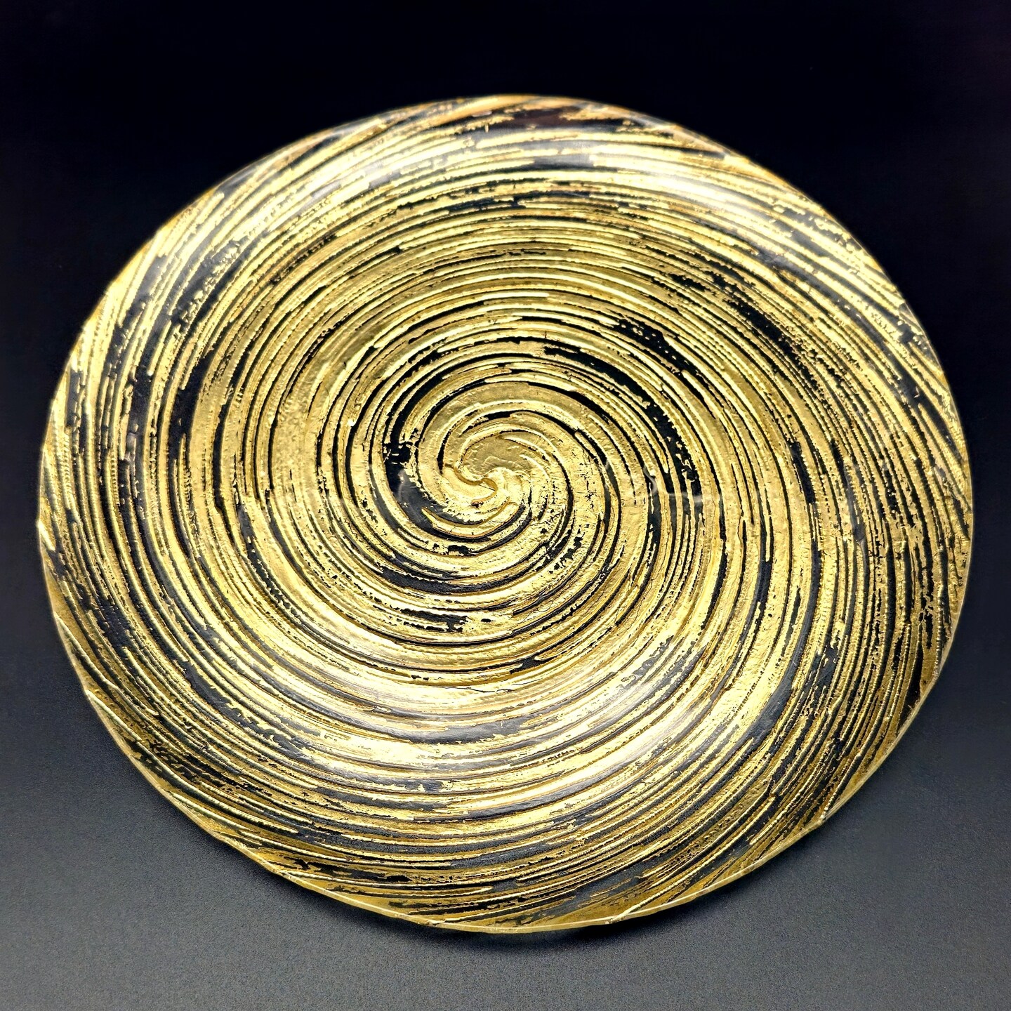 Handmade Gilded Glass Plate Distressed Metal and Glass Design