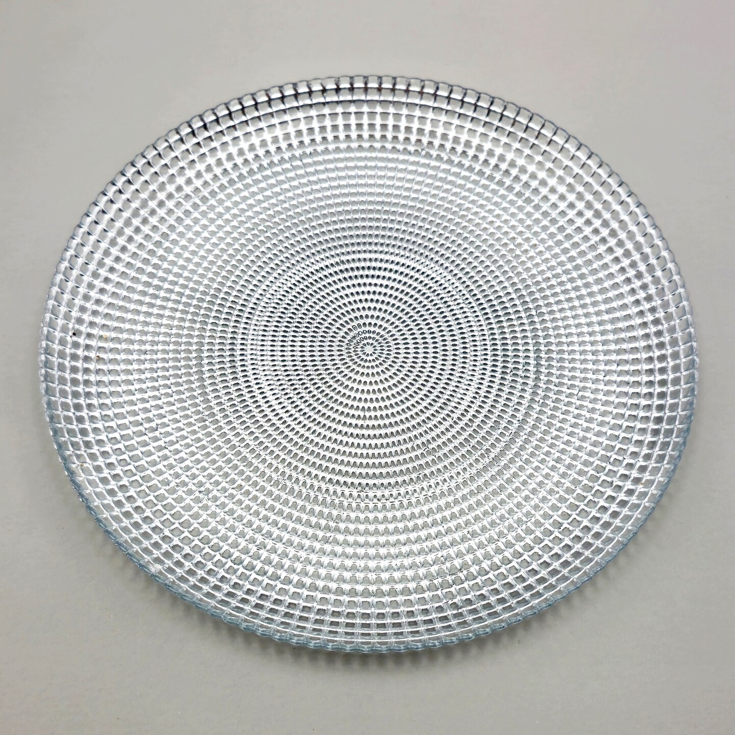 Glass Dinner Plate Decorative Swirl Beaded Pattern 10.75 Inch