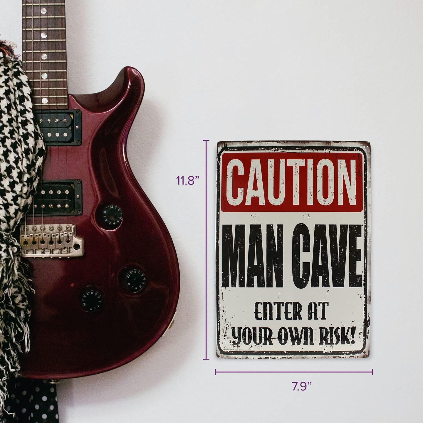 Enter At Own Risk Metal Sign - Easy-to-Hang Wall Decor - Fun Tin Signs for Man Cave, Garage, and Dorm Room