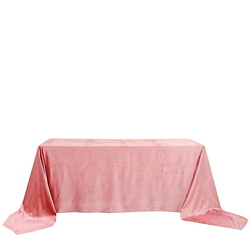 90" x 156" Premium Velvet Rectangular Tablecloth – Wedding & Party Linens