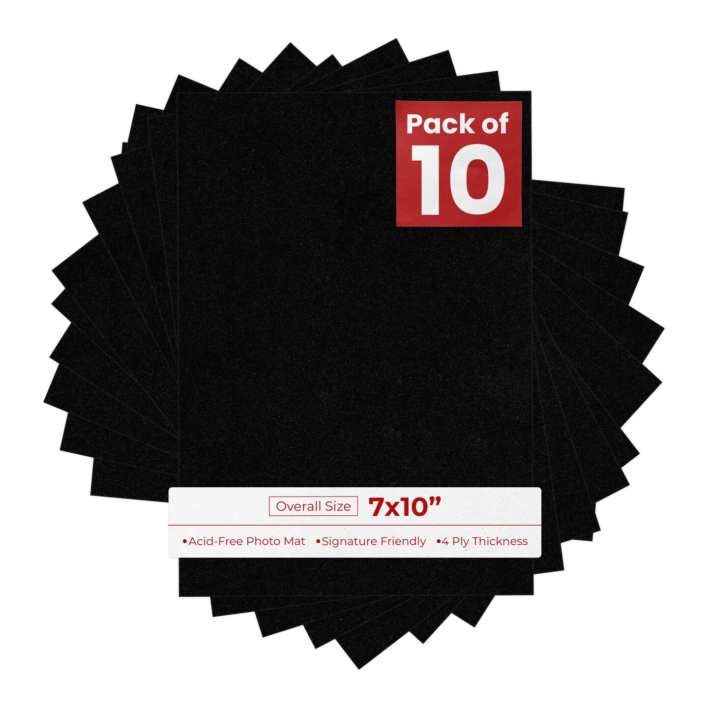 Black with Black Core 7x10 Uncut Mat Board - Blank Sheets, No Opening
