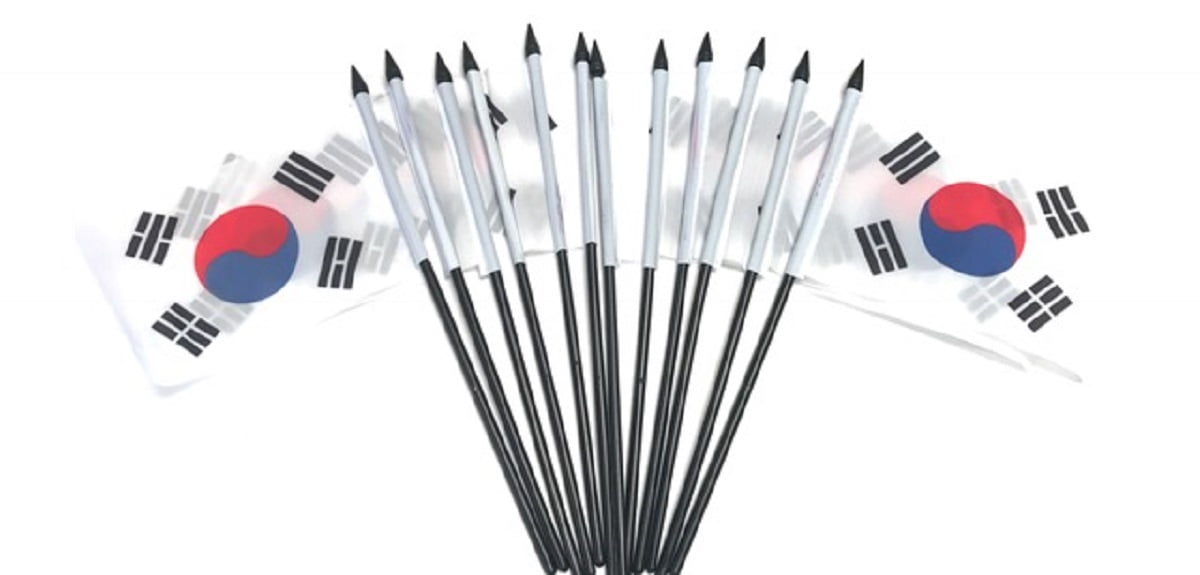Pack of 12 South Korea Mini Flags – 4"x6" Polyester Desk & Hand Waving Set