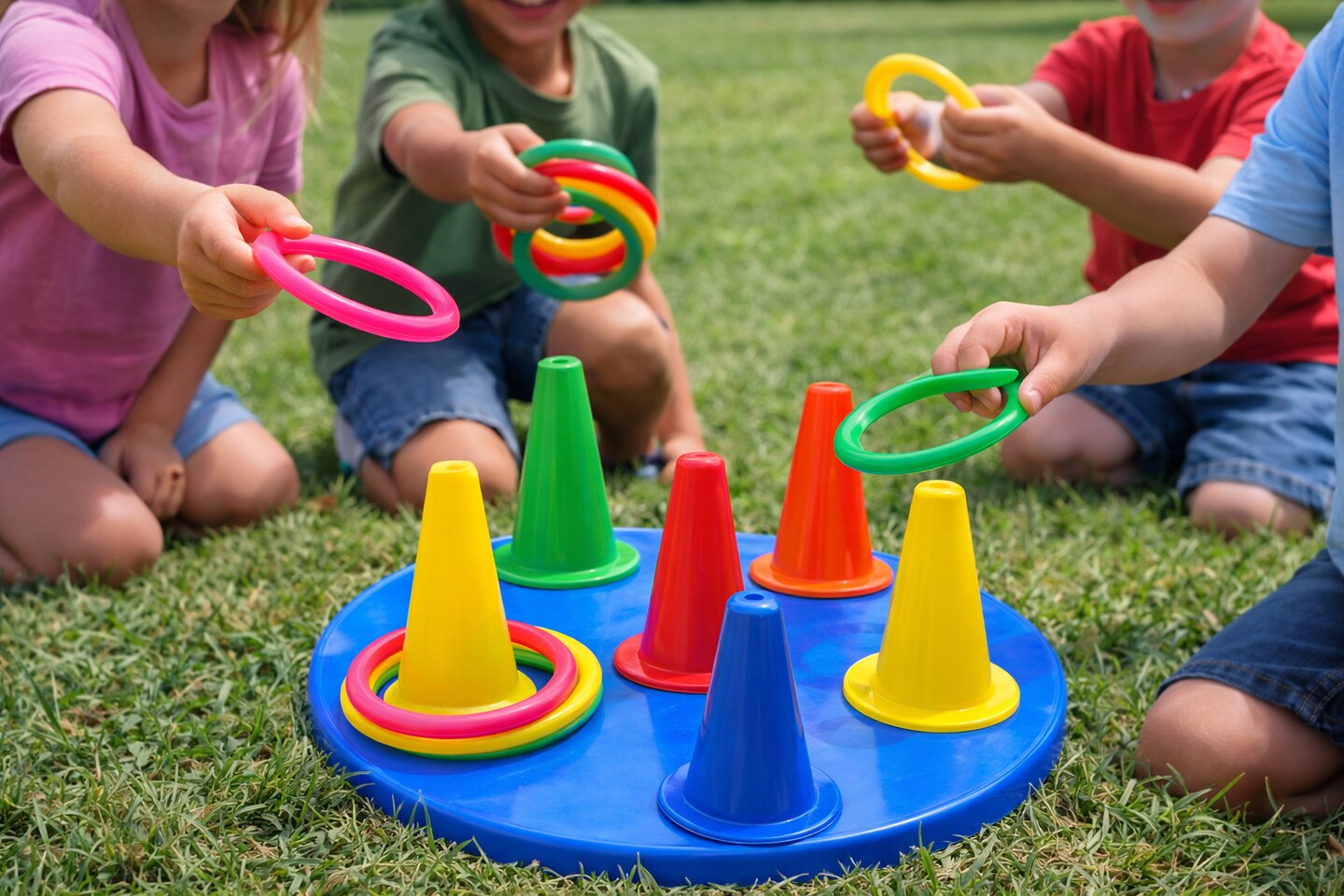 Small Neon Carnival Rings – Bright Assorted Plastic Rings for Games, Crafts & Party Prizes, 12 Pack