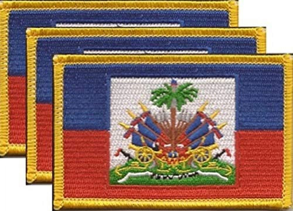 Haiti Flag Patch Set - Pack of 3 Embroidered Iron On or Sew On Emblems. 3.5" x 2.25"