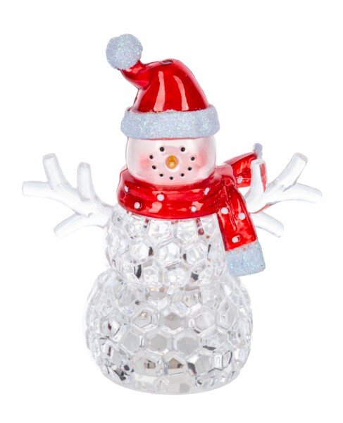 LED Light Up Crystal Snowman Mini Shimmers - Santa Hat