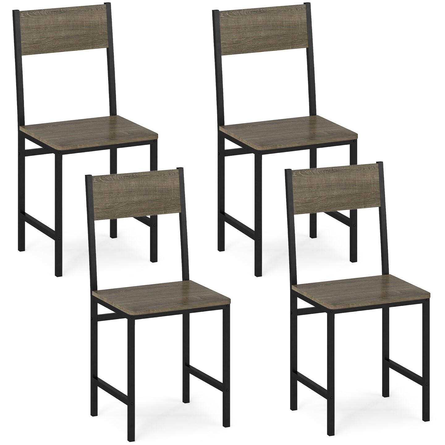 Industrial Dining Chairs with Ergonomic Backrest Metal Frame, 17.5” x 16