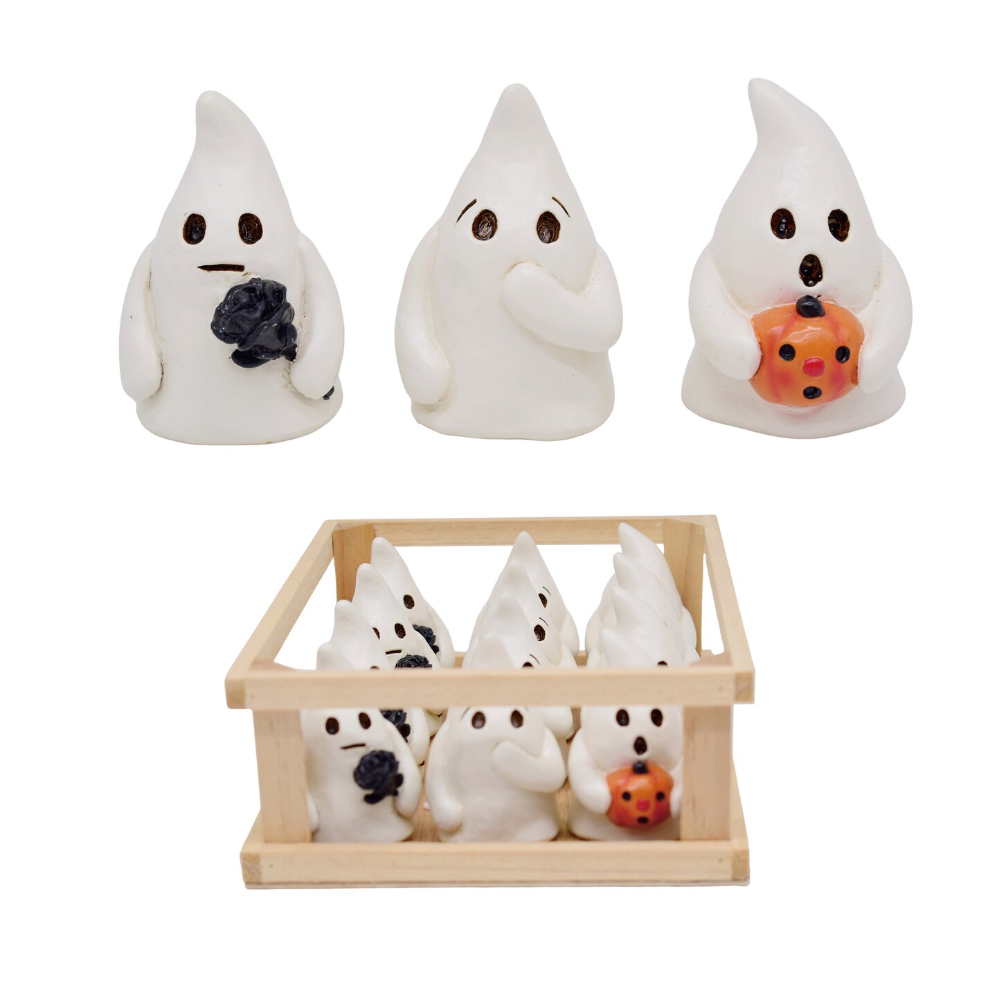 Resin Sweet Ghost Figurines Set of 3 Halloween Decor Ideas