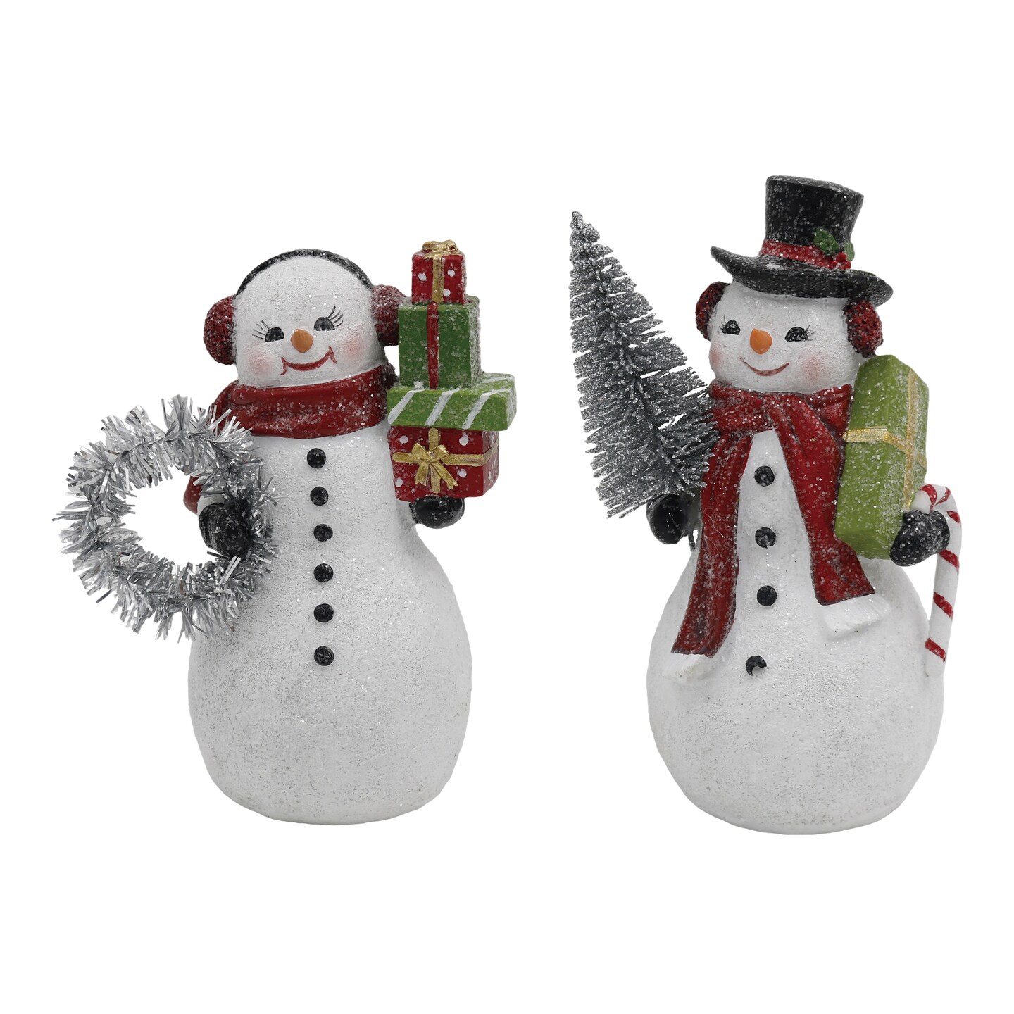 Resin Snowman Figurine Set of 2 Colorful Christmas Decor | Michaels